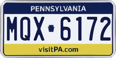 PA license plate MQX6172