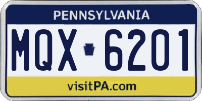 PA license plate MQX6201