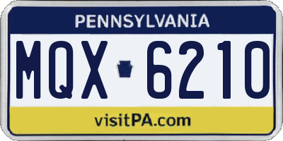 PA license plate MQX6210