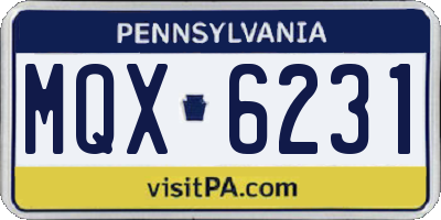 PA license plate MQX6231