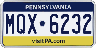 PA license plate MQX6232