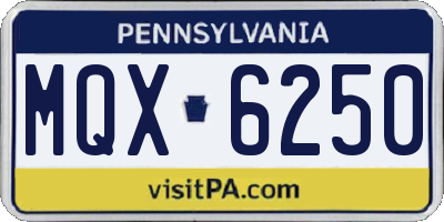 PA license plate MQX6250