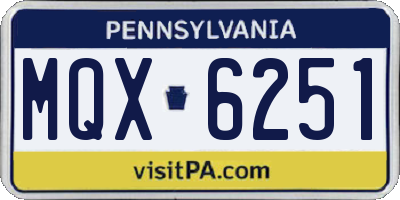 PA license plate MQX6251