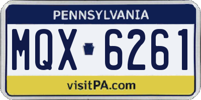 PA license plate MQX6261