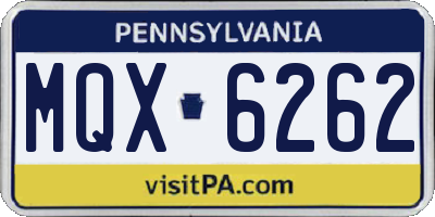 PA license plate MQX6262