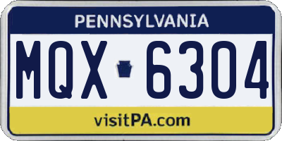 PA license plate MQX6304