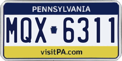 PA license plate MQX6311
