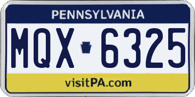 PA license plate MQX6325