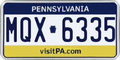 PA license plate MQX6335