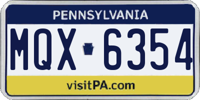 PA license plate MQX6354
