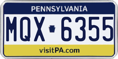 PA license plate MQX6355