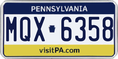 PA license plate MQX6358