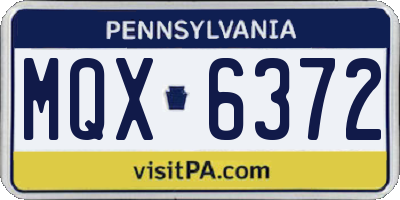 PA license plate MQX6372