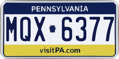 PA license plate MQX6377