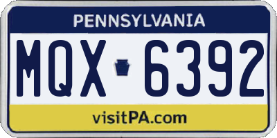PA license plate MQX6392