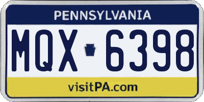 PA license plate MQX6398