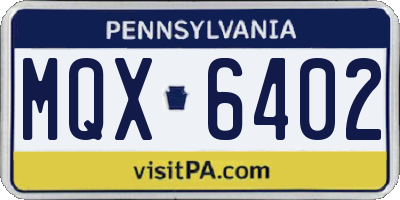PA license plate MQX6402