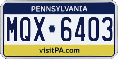 PA license plate MQX6403