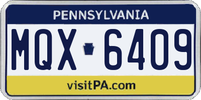 PA license plate MQX6409