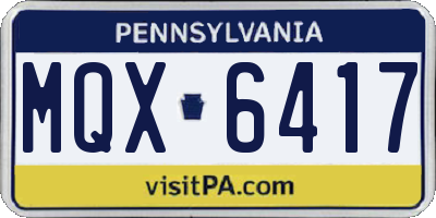 PA license plate MQX6417