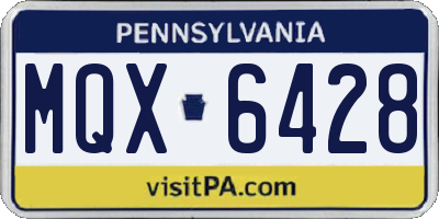 PA license plate MQX6428