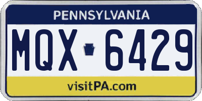 PA license plate MQX6429
