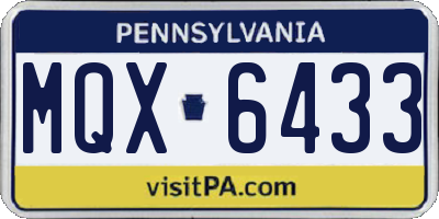 PA license plate MQX6433