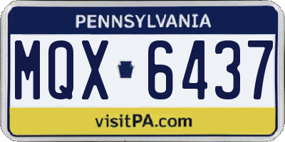PA license plate MQX6437