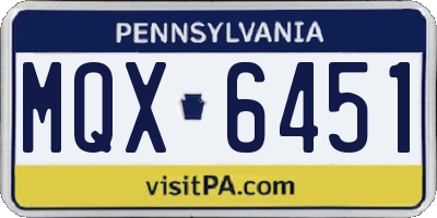PA license plate MQX6451