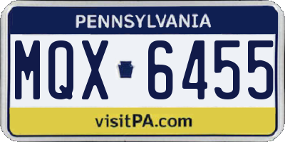 PA license plate MQX6455
