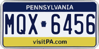 PA license plate MQX6456