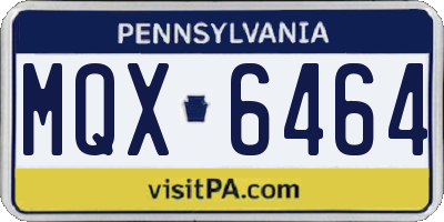 PA license plate MQX6464