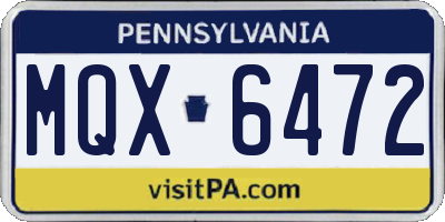 PA license plate MQX6472