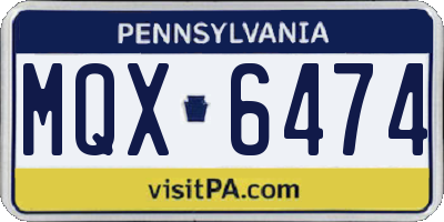 PA license plate MQX6474