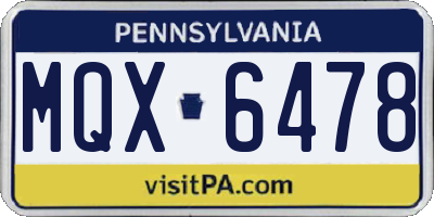 PA license plate MQX6478