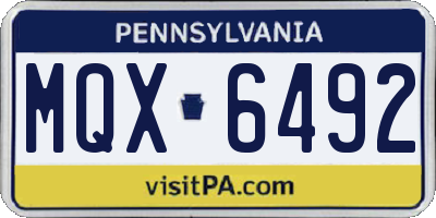 PA license plate MQX6492