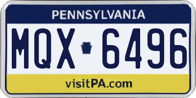 PA license plate MQX6496