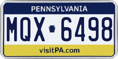 PA license plate MQX6498