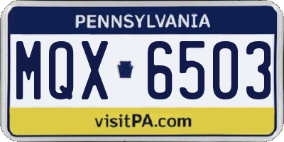 PA license plate MQX6503