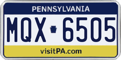 PA license plate MQX6505