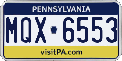 PA license plate MQX6553