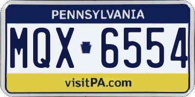 PA license plate MQX6554