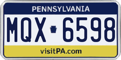 PA license plate MQX6598