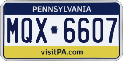 PA license plate MQX6607