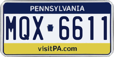 PA license plate MQX6611