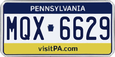PA license plate MQX6629