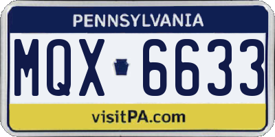 PA license plate MQX6633