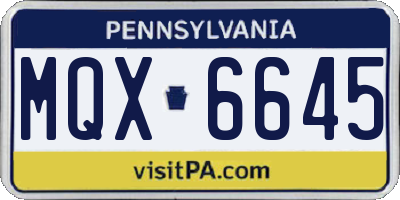 PA license plate MQX6645