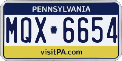 PA license plate MQX6654