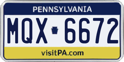 PA license plate MQX6672